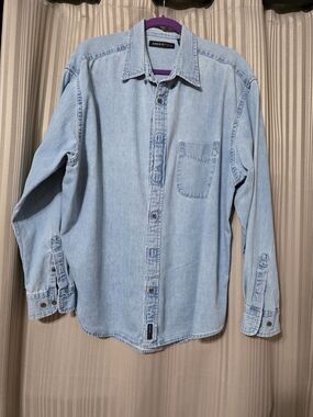 Perry Ellis Light Blue Denim Button-Down Shirt